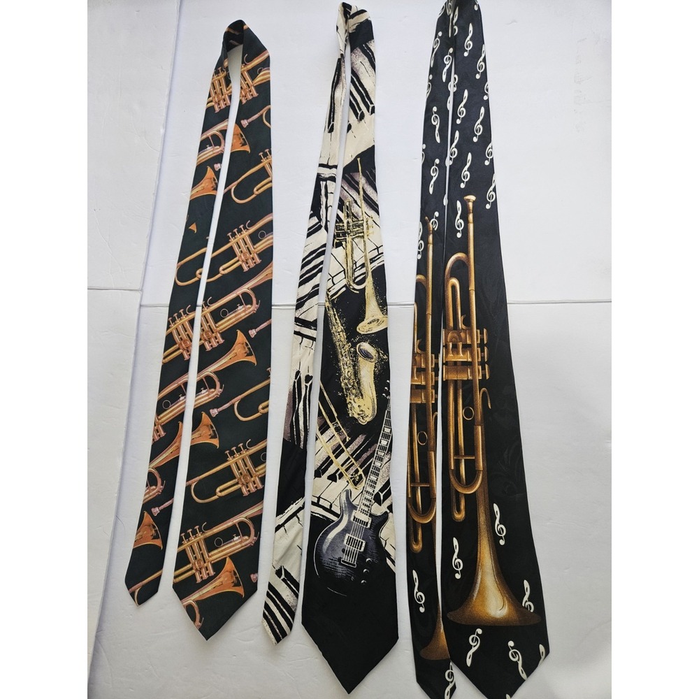 Three Vintage Musical Themed Trumpet Ties Ralph Marlin/Fratello/Je Suis Band - Picture 2 of 6